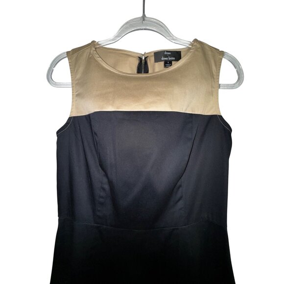 Dennis Basso Black & Beige Color Block Sleeveless Dress Size 4 Cotton Classic‎ - Picture 3 of 6